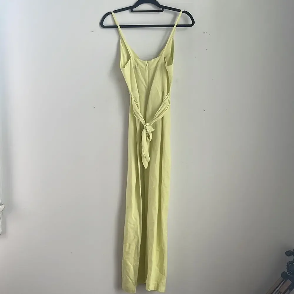 Zara Alika linen blend wide leg wrap front jumpsuit sz S